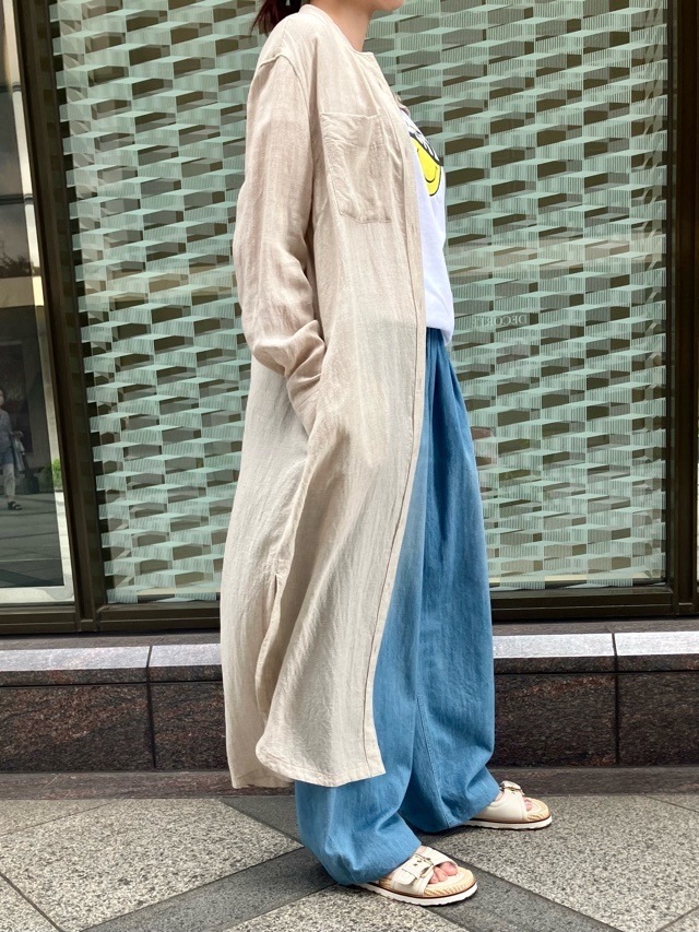 BEATINGHEART スタンドカラー 麻 ロングシャツ ブラウス BB231L1 BEIGE (M1) / WHITE (N0) ビーティングハート