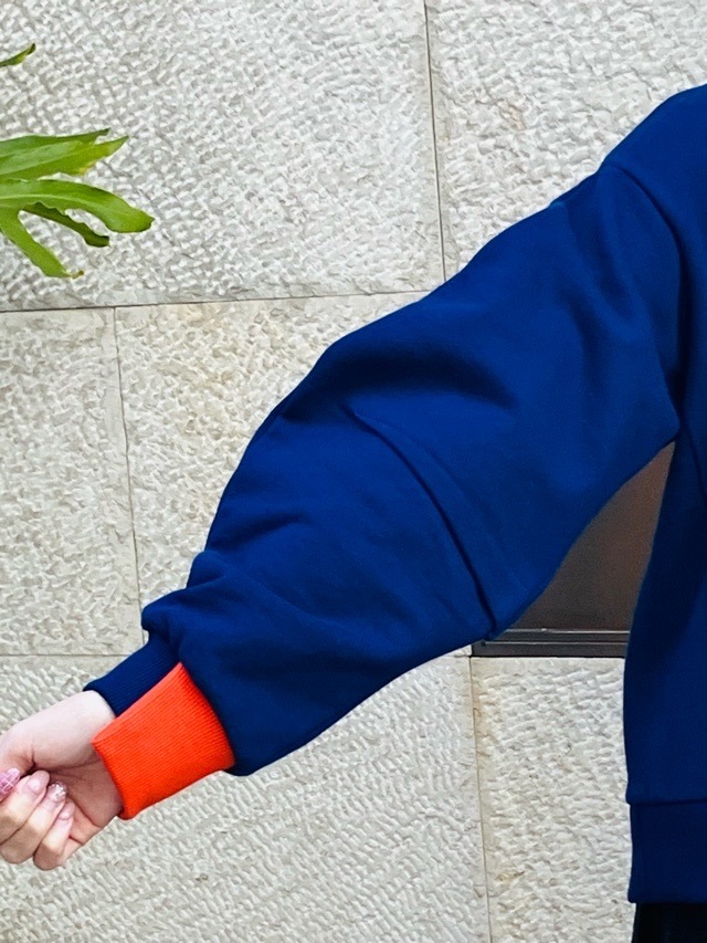 MARECHAL TERRE 　手首配色 スウェット プルオーバー   ORANGE(058) /NAVY(028)/GRAY(015)　ZMT251CT011　マルシャルテル
