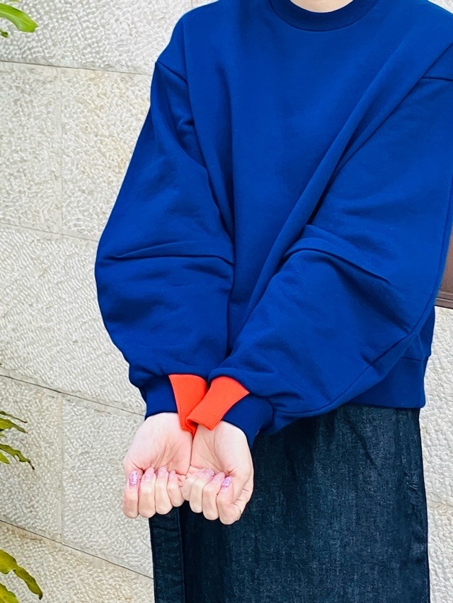 MARECHAL TERRE 　手首配色 スウェット プルオーバー   ORANGE(058) /NAVY(028)/GRAY(015)　ZMT251CT011　マルシャルテル