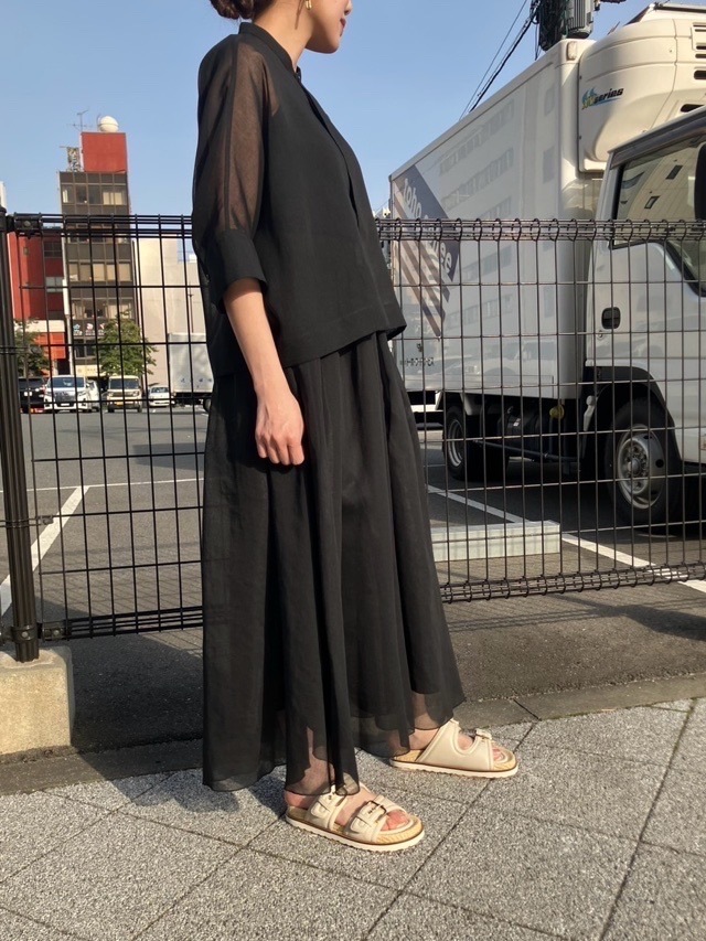 BEATING HEART スタンドカラー シアー 5分袖 ブラウス BB020L1 ビーティングハート OFF WHIT / BLACK / LIGHT GRAY