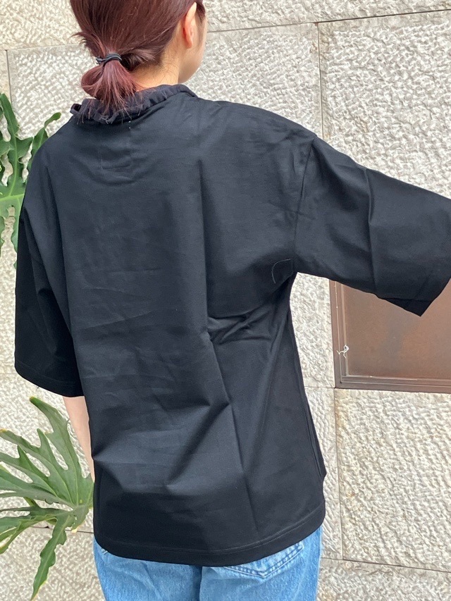 Harikae  襟ぐりフリルポリエステル半袖Ｔシャツ WHITE/GRAY/BLACK  H0467  ハリカエ