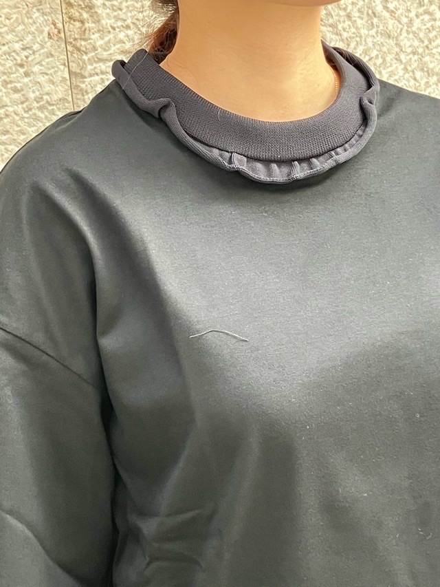 Harikae  襟ぐりフリルポリエステル半袖Ｔシャツ WHITE/GRAY/BLACK  H0467  ハリカエ