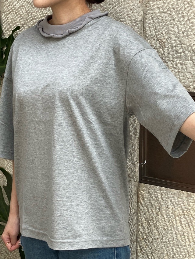 Harikae  襟ぐりフリルポリエステル半袖Ｔシャツ WHITE/GRAY/BLACK  H0467  ハリカエ