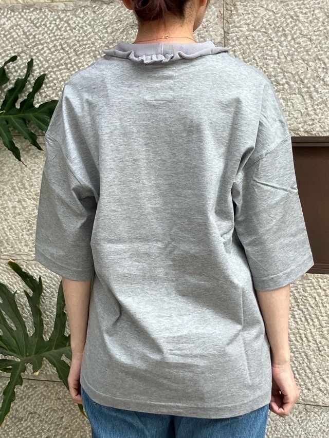 Harikae  襟ぐりフリルポリエステル半袖Ｔシャツ WHITE/GRAY/BLACK  H0467  ハリカエ