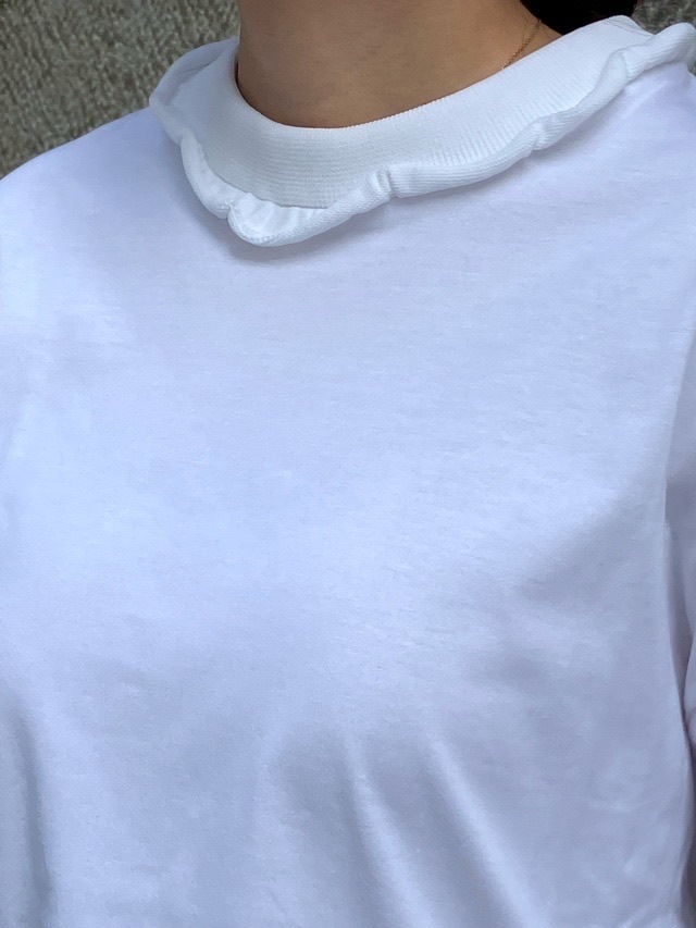 Harikae  襟ぐりフリルポリエステル半袖Ｔシャツ WHITE/GRAY/BLACK  H0467  ハリカエ