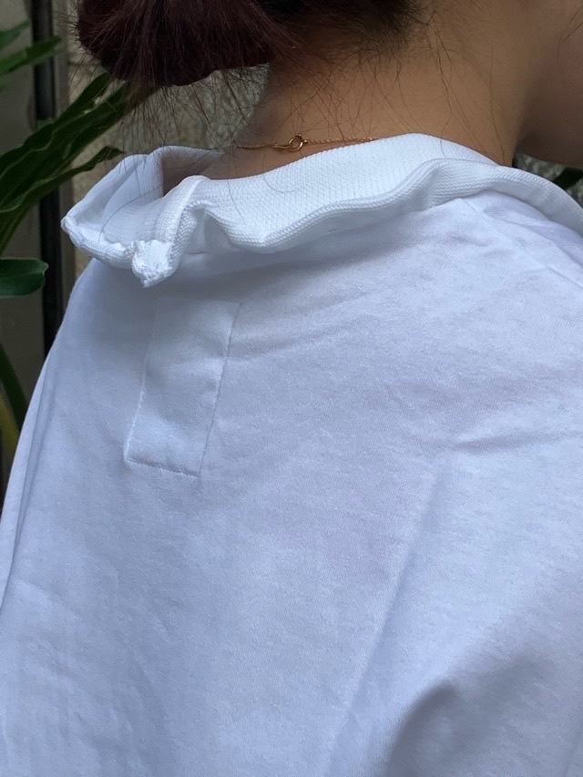 Harikae  襟ぐりフリルポリエステル半袖Ｔシャツ WHITE/GRAY/BLACK  H0467  ハリカエ