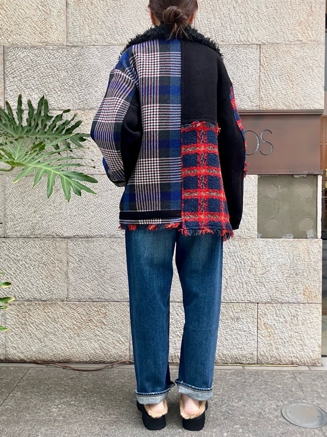 AULA AILA チェック コンビネ-ション ブルゾン IVORY×GRAY (03) / BLACK×RED (19) 1253-01031 アウラアイラ