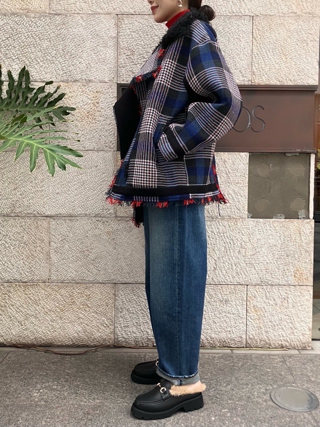 AULA AILA チェック コンビネ-ション ブルゾン IVORY×GRAY (03) / BLACK×RED (19) 1253-01031 アウラアイラ