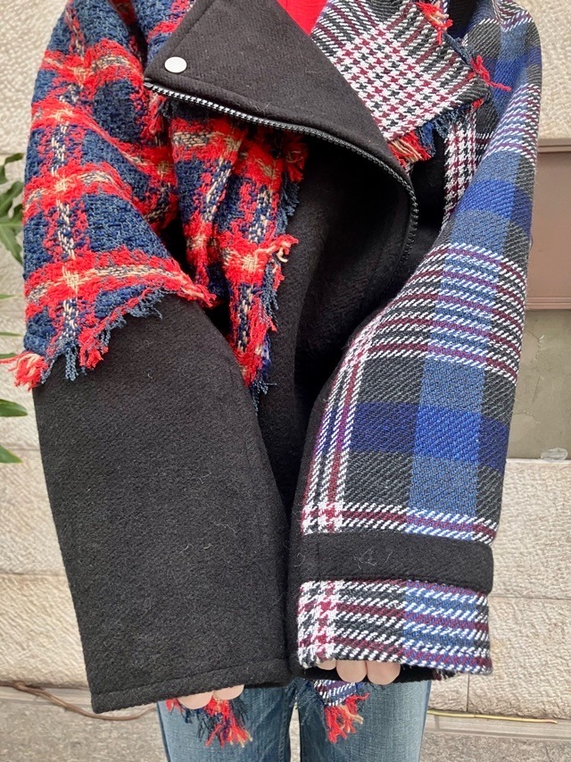 AULA AILA チェック コンビネ-ション ブルゾン IVORY×GRAY (03) / BLACK×RED (19) 1253-01031 アウラアイラ