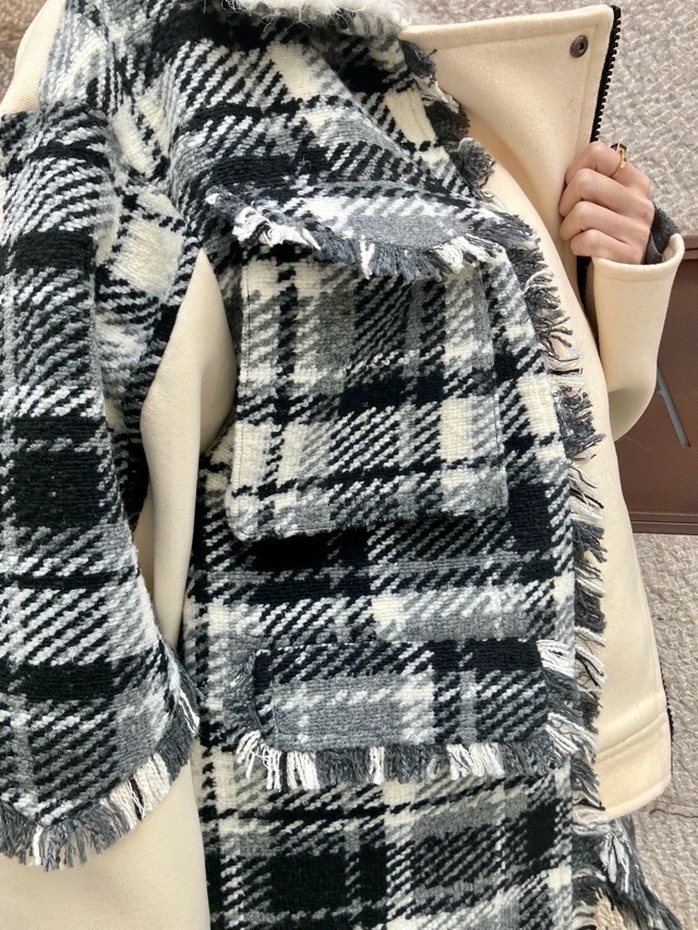 AULA AILA チェック コンビネ-ション ブルゾン IVORY×GRAY (03) / BLACK×RED (19) 1253-01031 アウラアイラ