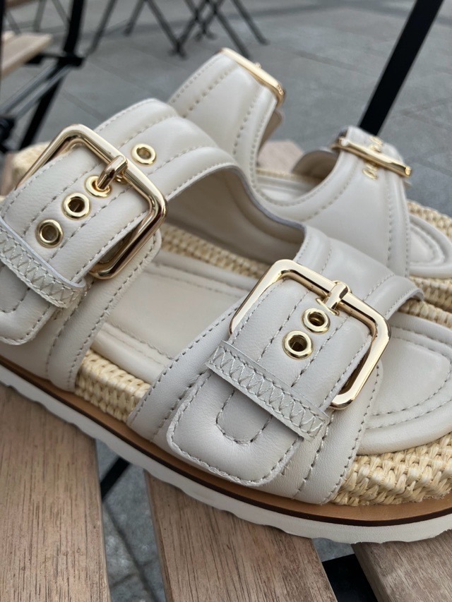 ELVIO ZANON 2025SS ダブルバックル サンダル EB1005X BEIGE