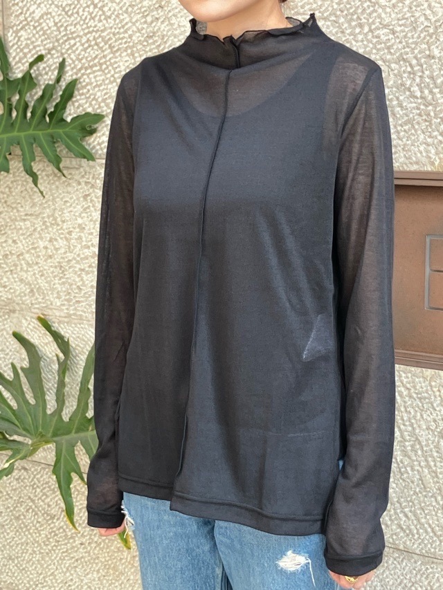 Harikae　ハイネック長袖シアートップス　H0466　ハリカエ　BLACK/YELLOW