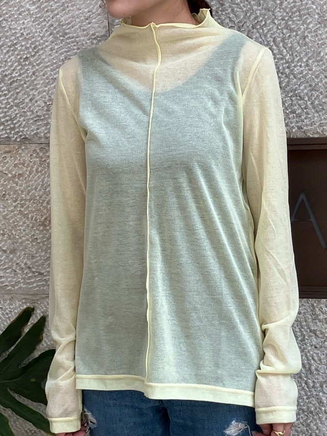 Harikae　ハイネック長袖シアートップス　H0466　ハリカエ　BLACK/YELLOW