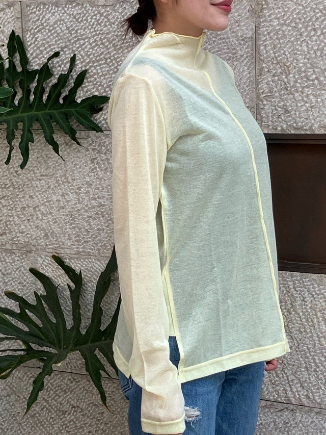 Harikae　ハイネック長袖シアートップス　H0466　ハリカエ　BLACK/YELLOW