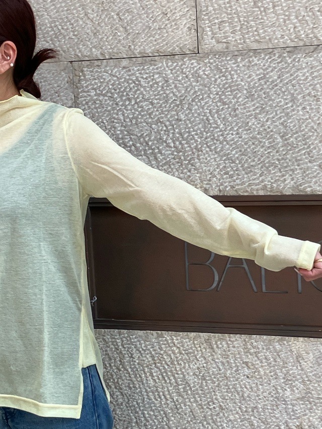 Harikae　ハイネック長袖シアートップス　H0466　ハリカエ　BLACK/YELLOW