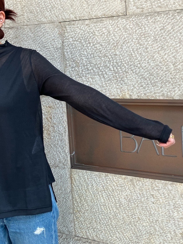 Harikae　ハイネック長袖シアートップス　H0466　ハリカエ　BLACK/YELLOW