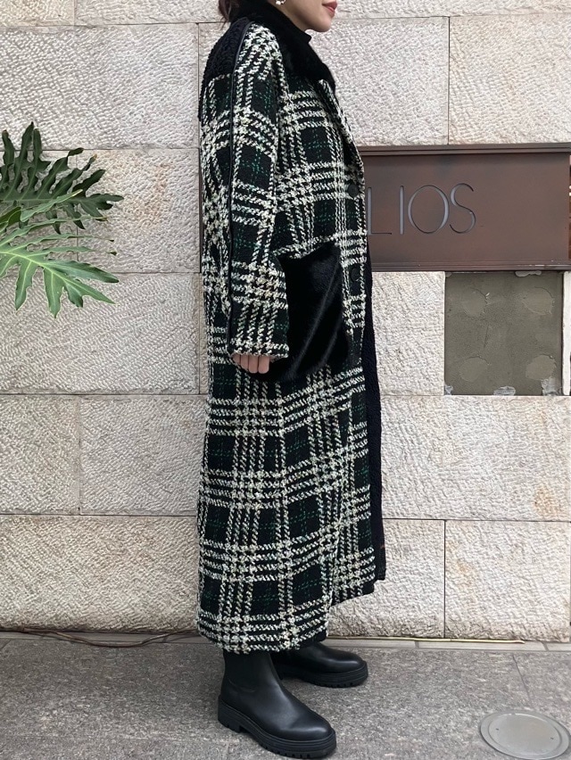 AULA AILA アシンメトリーコンビネーション ロングコート 1243-01044 DARKGREEN アウラアイラ