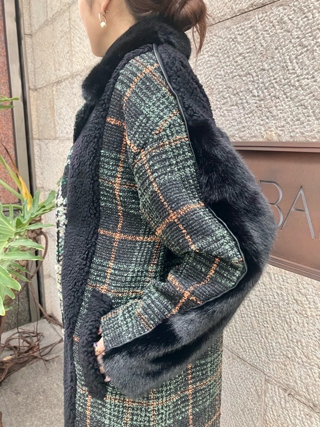 AULA AILA アシンメトリーコンビネーション ロングコート 1243-01044 DARKGREEN アウラアイラ