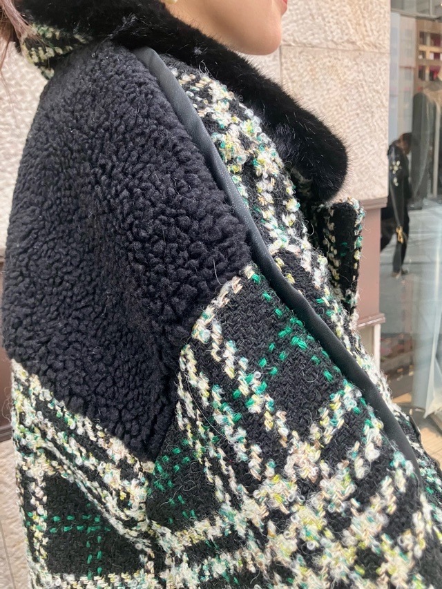 AULA AILA アシンメトリーコンビネーション ロングコート 1243-01044 DARKGREEN アウラアイラ