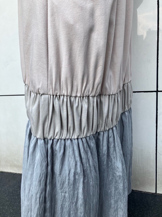 MARECHAL TERRE 　ティアード ロングスカート   BEIGE(081) /BLACK×CHECK(009)/BLACK×BLACK(0051)　ZMT251SK015　マルシャルテル