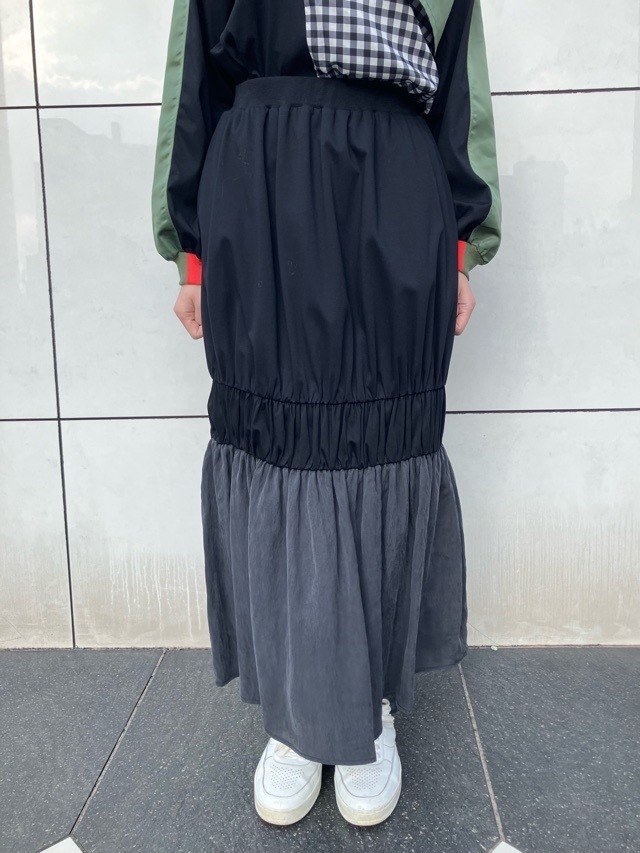 MARECHAL TERRE 　ティアード ロングスカート   BEIGE(081) /BLACK×CHECK(009)/BLACK×BLACK(0051)　ZMT251SK015　マルシャルテル