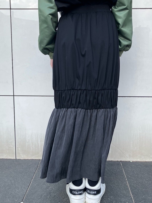 MARECHAL TERRE 　ティアード ロングスカート   BEIGE(081) /BLACK×CHECK(009)/BLACK×BLACK(0051)　ZMT251SK015　マルシャルテル