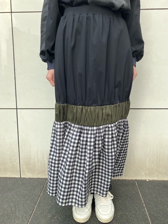 MARECHAL TERRE 　ティアード ロングスカート   BEIGE(081) /BLACK×CHECK(009)/BLACK×BLACK(0051)　ZMT251SK015　マルシャルテル