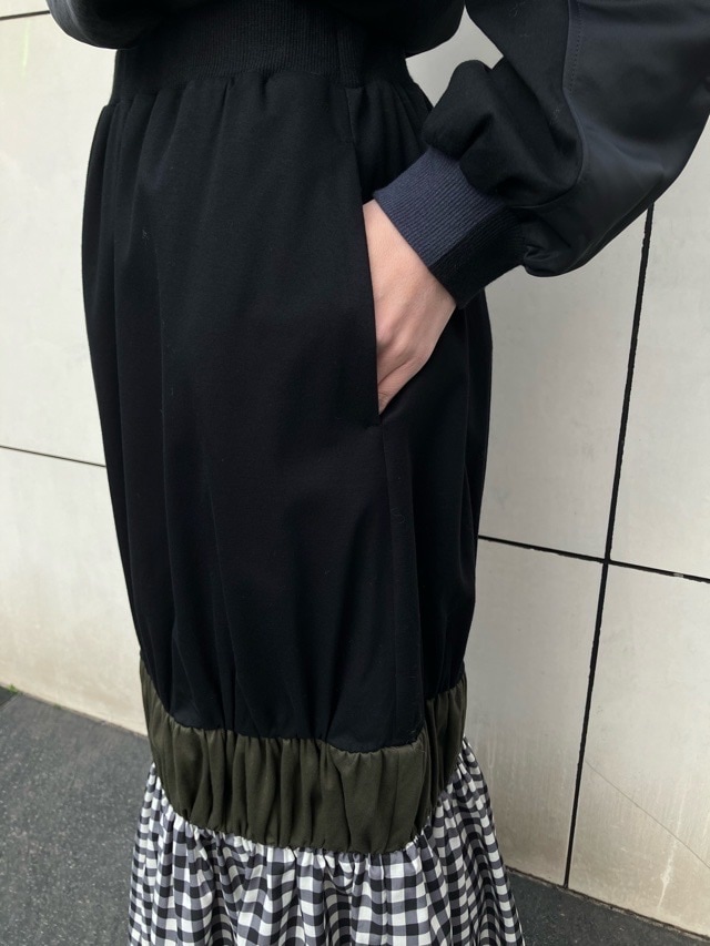 MARECHAL TERRE 　ティアード ロングスカート   BEIGE(081) /BLACK×CHECK(009)/BLACK×BLACK(0051)　ZMT251SK015　マルシャルテル