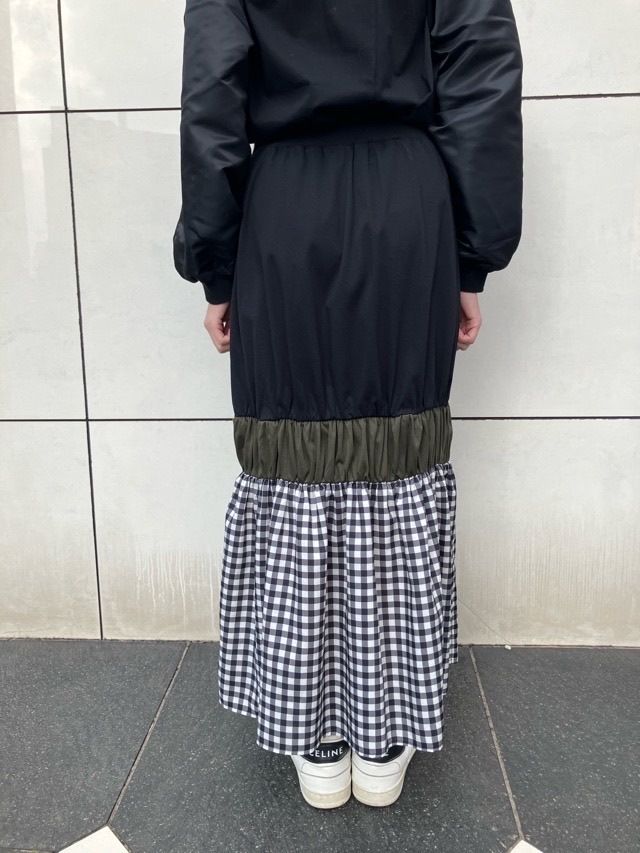 MARECHAL TERRE 　ティアード ロングスカート   BEIGE(081) /BLACK×CHECK(009)/BLACK×BLACK(0051)　ZMT251SK015　マルシャルテル