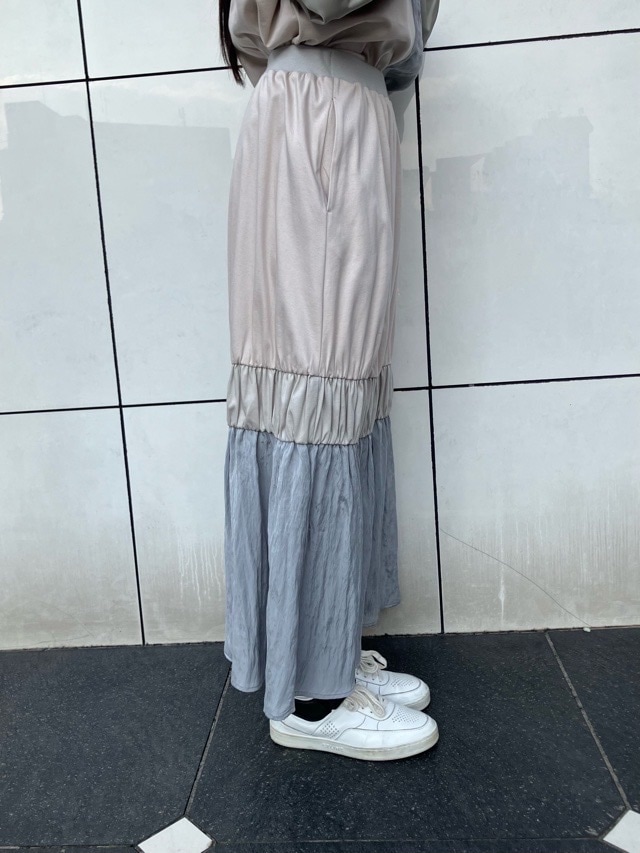 MARECHAL TERRE 　ティアード ロングスカート   BEIGE(081) /BLACK×CHECK(009)/BLACK×BLACK(0051)　ZMT251SK015　マルシャルテル