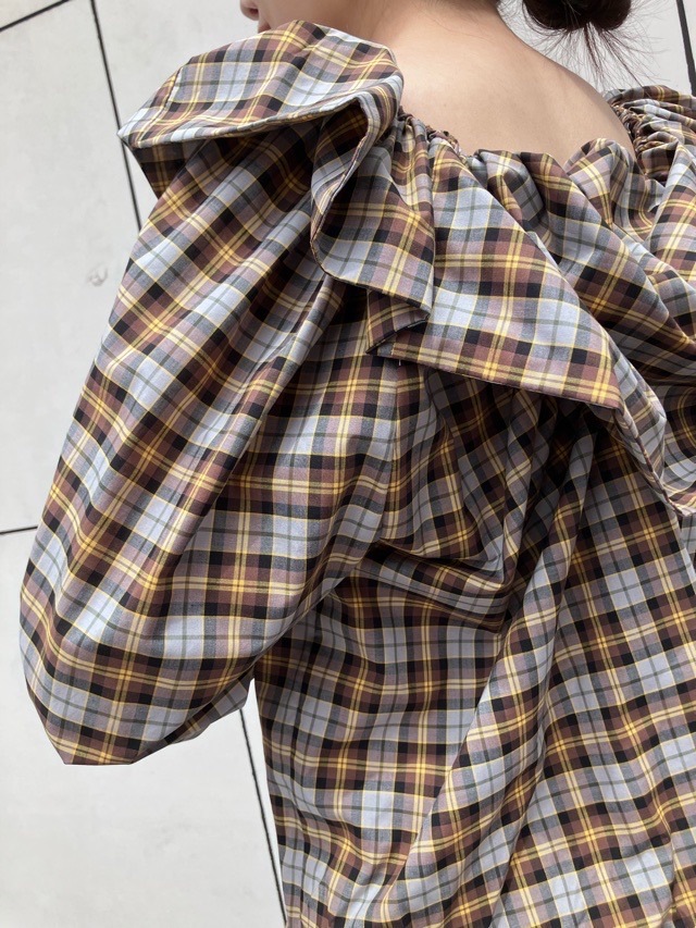 MSGM   ラッフル チェック  ブラウス   4042MDM04   BROWN (30)   エムエスジーエム
