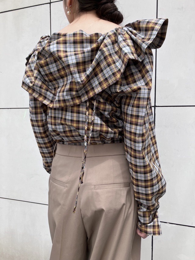 MSGM   ラッフル チェック  ブラウス   4042MDM04   BROWN (30)   エムエスジーエム