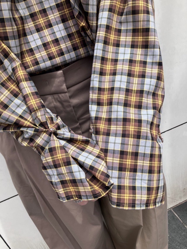 MSGM   ラッフル チェック  ブラウス   4042MDM04   BROWN (30)   エムエスジーエム