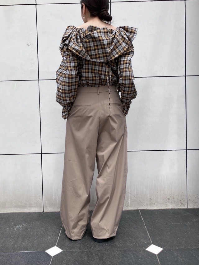 MSGM ラッフル チェック ブラウス 4042MDM04 BROWN (30) エムエス