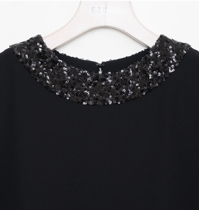 EZUMi 2025SS YESS25TP05 スパンコール フレンチ袖 チュニック NAVY / BLACK エズミ