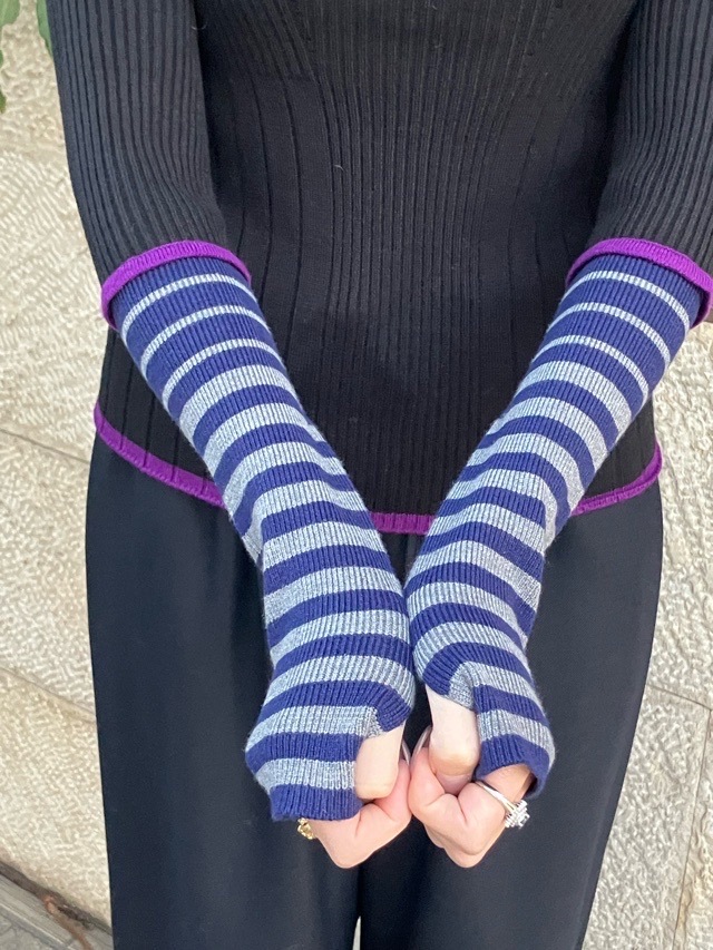 AULA AILA  ボーダースリーブリブニット  1254-09005  BLACK(19) /GRAY(12)/PINK(72)  アウラアイラ
