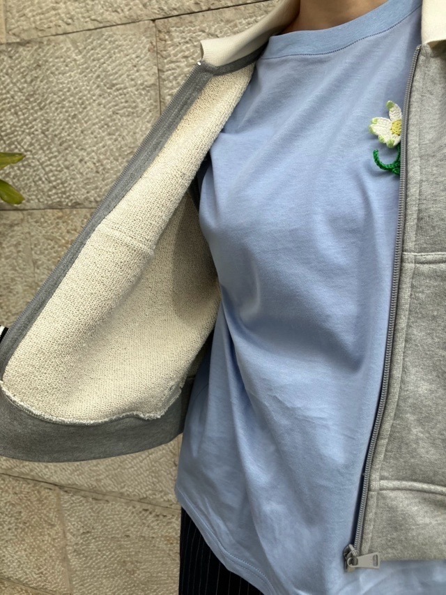 N°21　ヌメロヴェントゥーノ 25SW-E011-4089 リブ衿 ジップアップ ショート丈 スウェット ブルゾン GRAY 