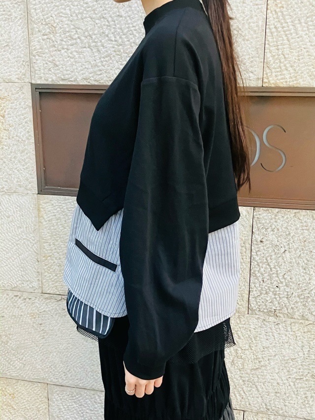 AULA AILA 異素材MIX プルオーバー BLACK(0) /WHITE(02) 1251-08015 アウラ アイラ