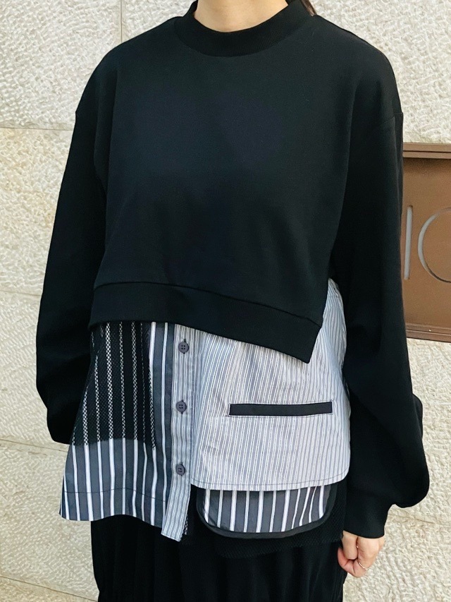 AULA AILA 異素材MIX プルオーバー BLACK(0) /WHITE(02) 1251-08015 アウラ アイラ