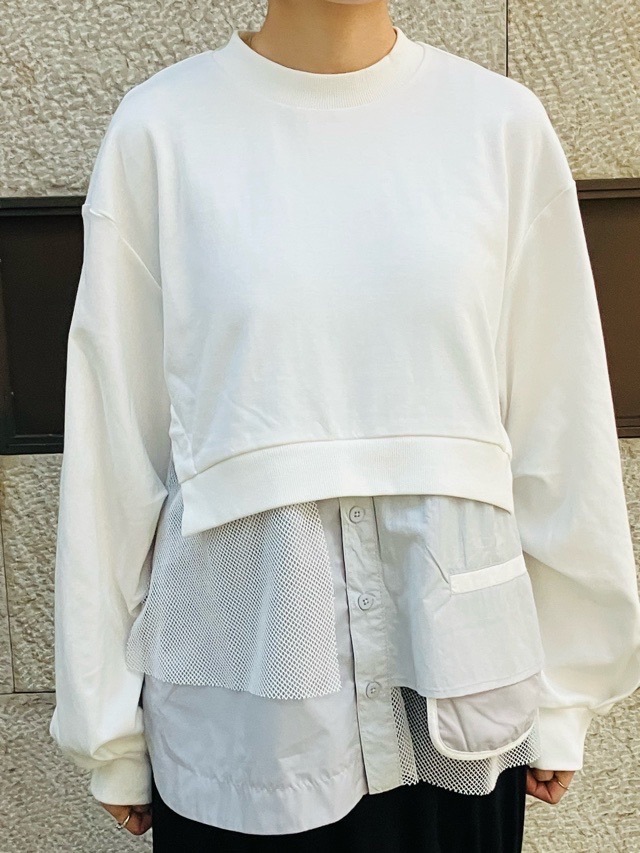 AULA AILA 異素材MIX プルオーバー BLACK(0) /WHITE(02) 1251-08015 アウラ アイラ