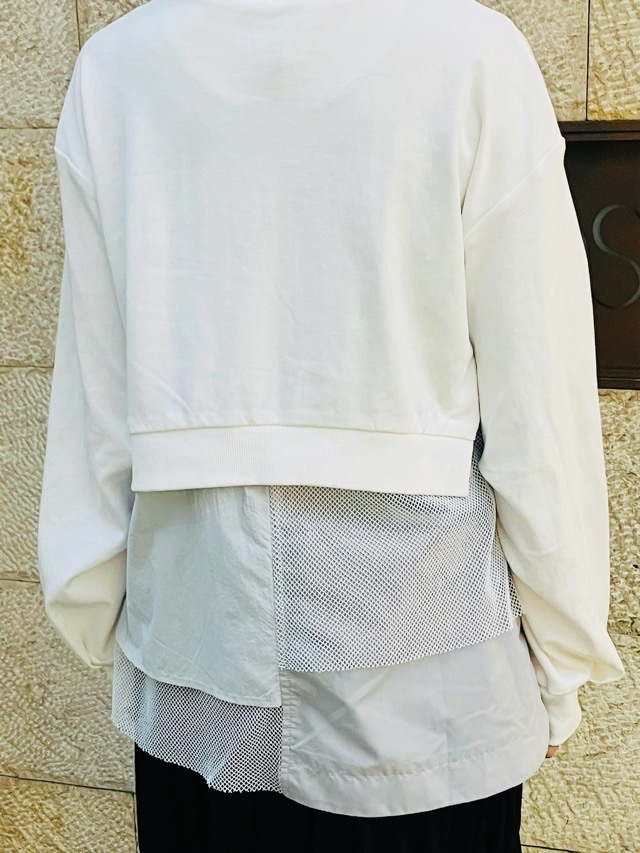 AULA AILA 異素材MIX プルオーバー BLACK(0) /WHITE(02) 1251-08015 アウラ アイラ