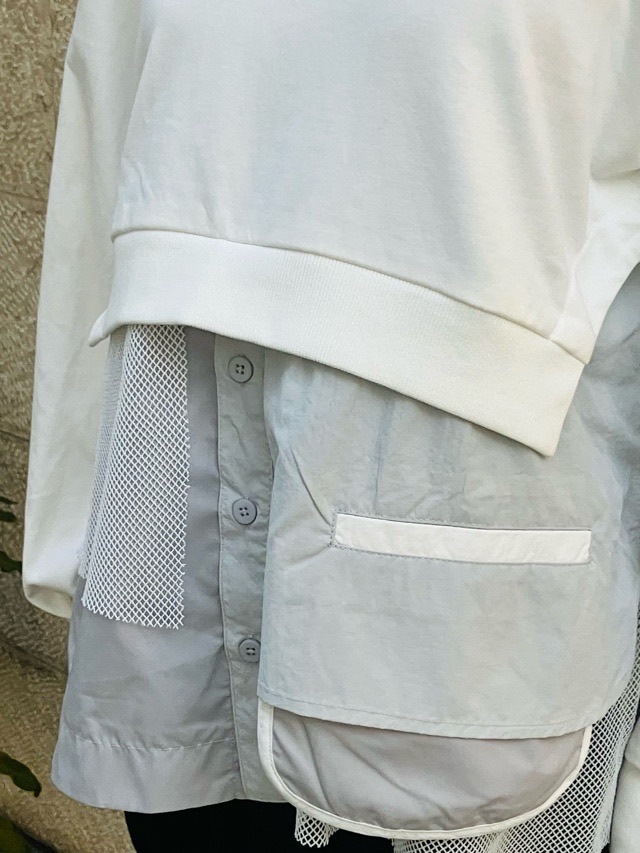 AULA AILA 異素材MIX プルオーバー BLACK(0) /WHITE(02) 1251-08015 アウラ アイラ