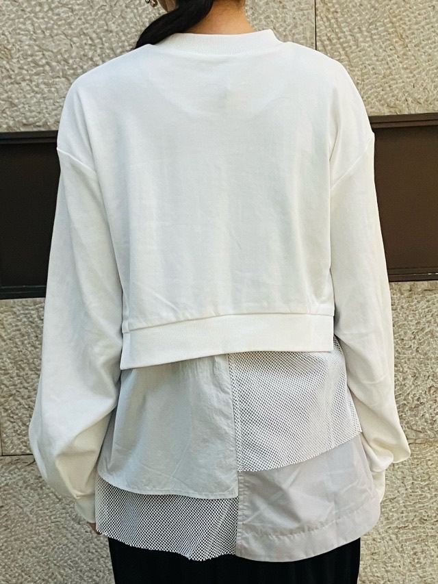 AULA AILA 異素材MIX プルオーバー BLACK(0) /WHITE(02) 1251-08015 アウラ アイラ