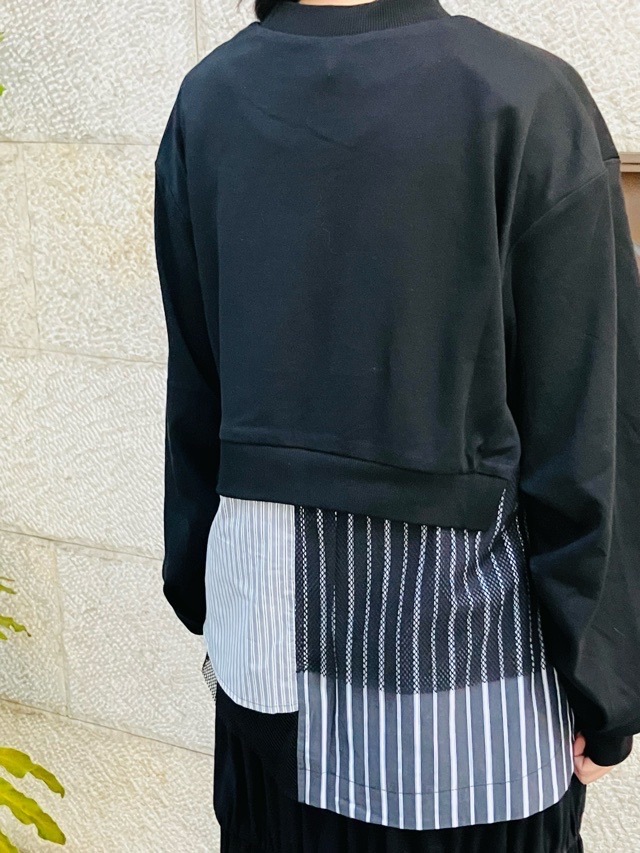 AULA AILA 異素材MIX プルオーバー BLACK(0) /WHITE(02) 1251-08015 アウラ アイラ