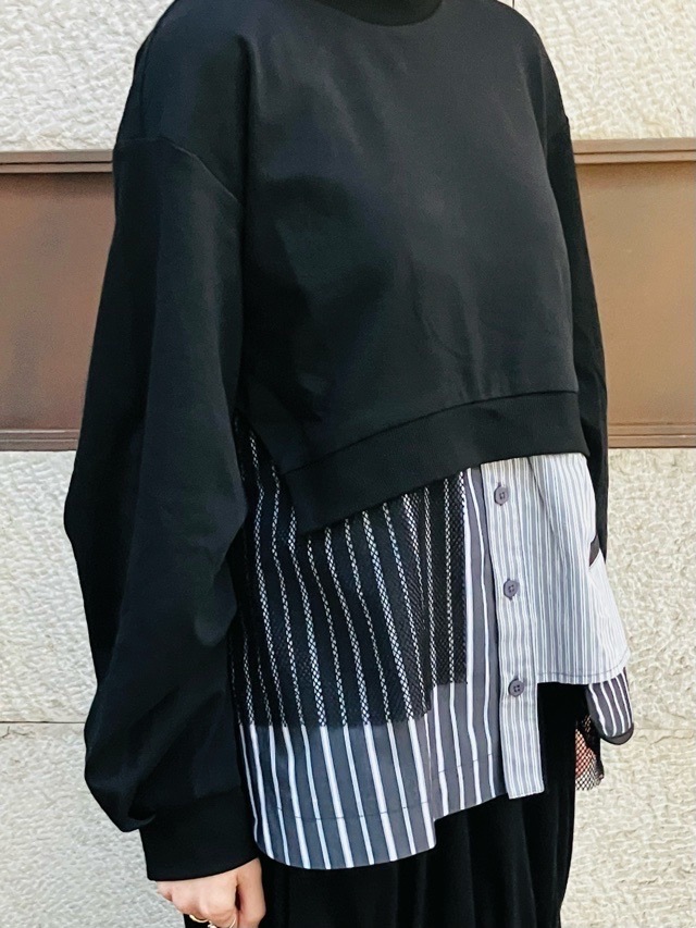 AULA AILA 異素材MIX プルオーバー BLACK(0) /WHITE(02) 1251-08015 アウラ アイラ