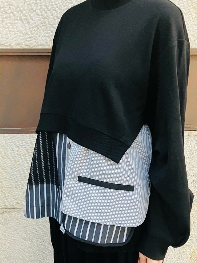 AULA AILA 異素材MIX プルオーバー BLACK(0) /WHITE(02) 1251-08015 アウラ アイラ