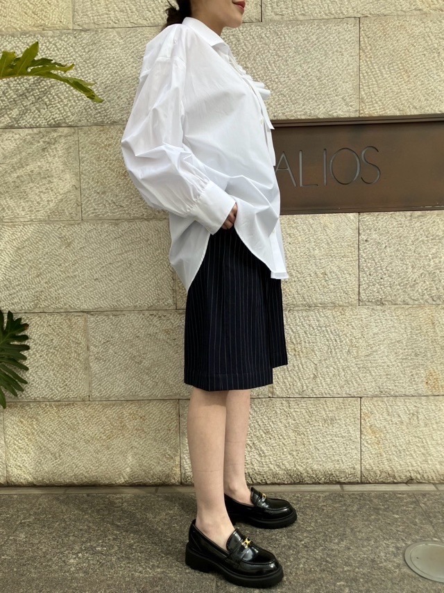 MSGM フリルリボン シャツカラー ブラウス 3841MDE11X WHITE エムエスジーエム