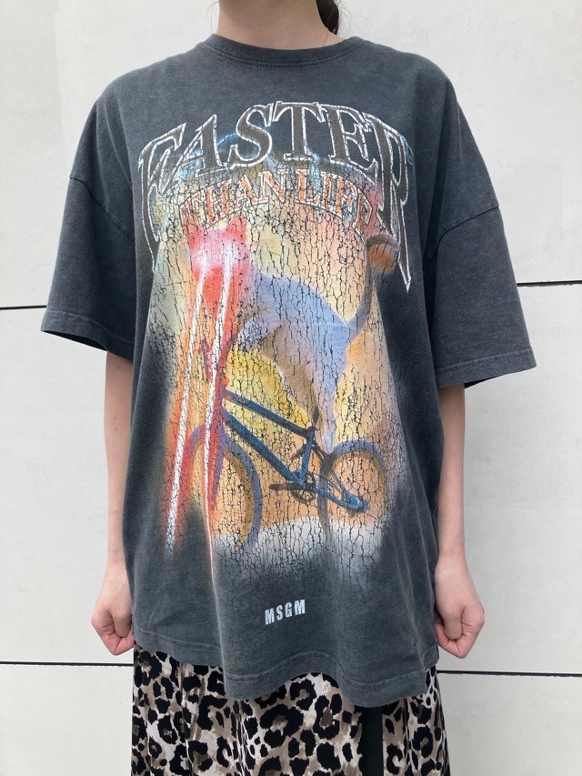 MSGM   ビンテージ風 CAT プリント Tシャツ    4040MM110SE     GRAY (98)   エムエスジーエム