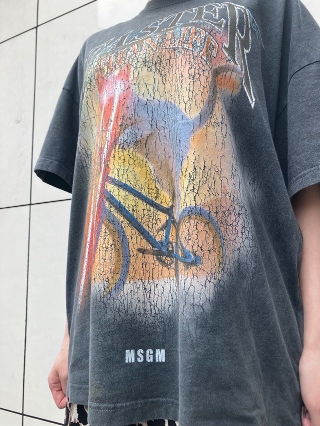MSGM   ビンテージ風 CAT プリント Tシャツ    4040MM110SE     GRAY (98)   エムエスジーエム