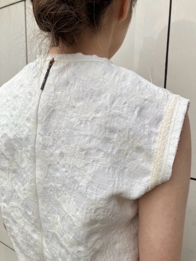 MSGM 3841MDT04 フリルリボン フローラル ジャカード トップ WHITE エムエスジーエム